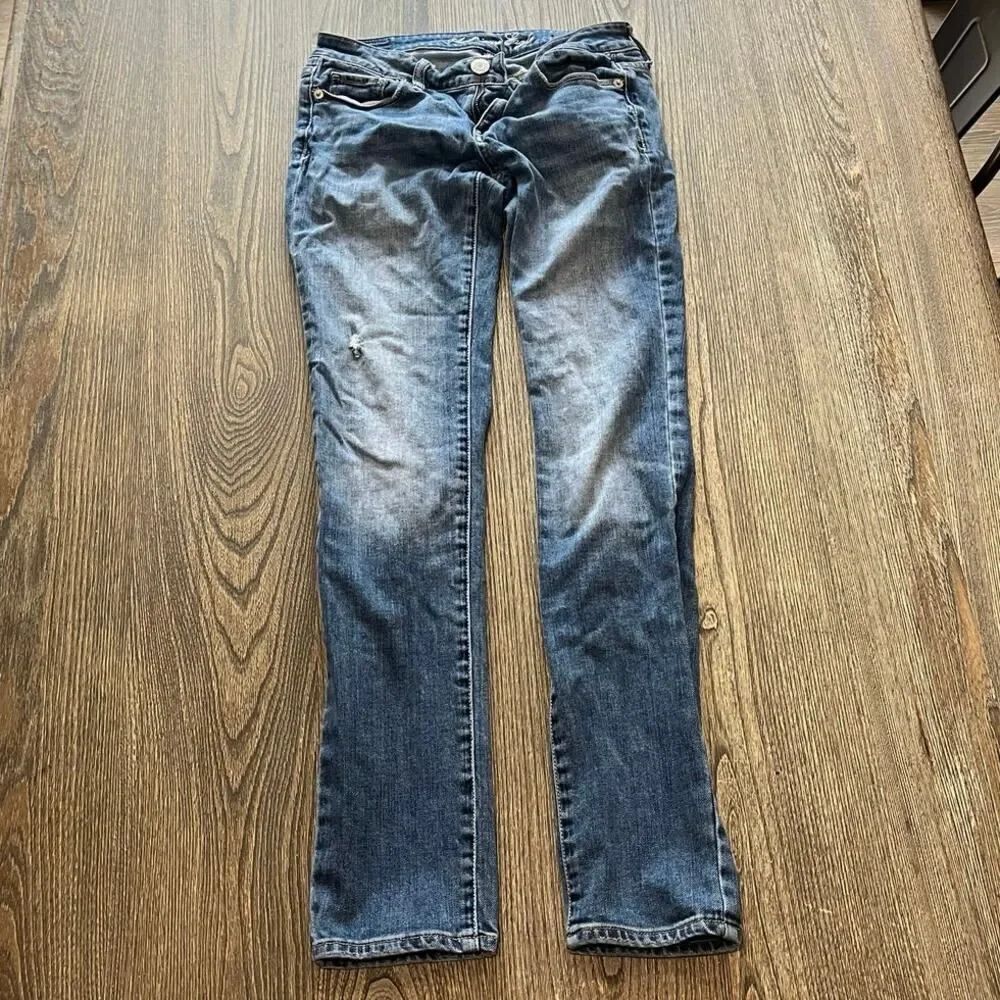 American Eagle Skinny Jeans Stretch Denim Cotton Blend Medium Wash Blue Size 2